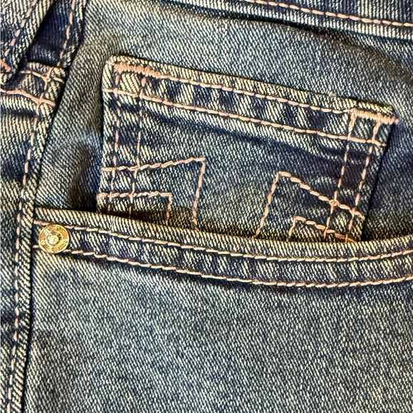 True Religion Women's Blue Pink Skinny Jeans Crystal Embellished Pockets size 30 - Picture 7 of 9